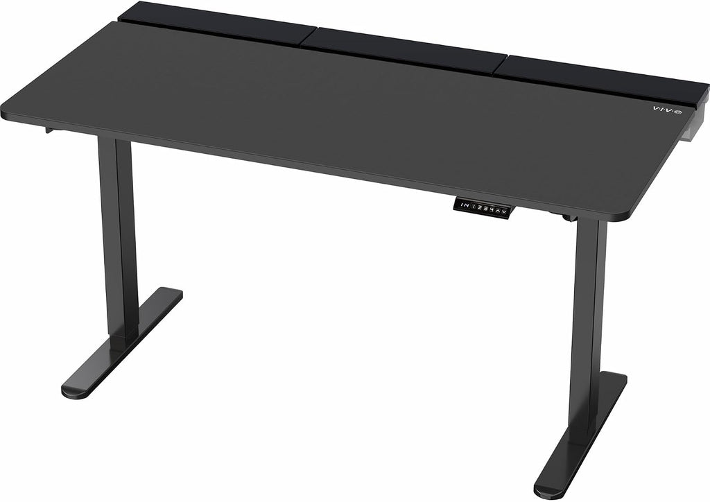 VIVO Electric 60 x 30 in Standing Adjustable Gaming Desk with Hidden Cable Trays, Full-Size Mouse Pad, Holds 220 lbs, Black Top Black Frame, DESK-KIT-1B6-P3B