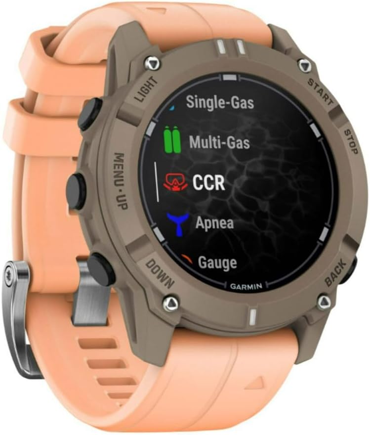 Garmin® Descent™ G2, Watch-Style Dive Computer, Bright AMOLED Display, Multiple Dive Modes, Health and Wellness Features, Paloma with Shell Pink Band