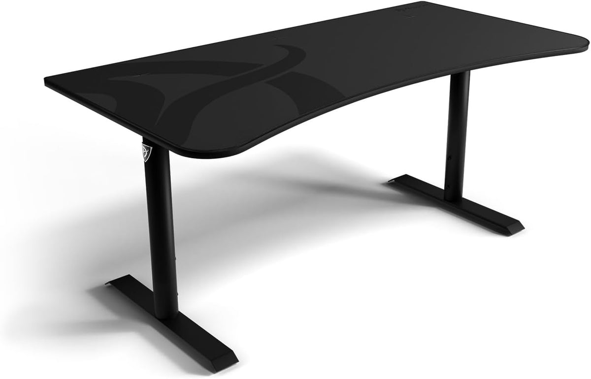 Arozzi Arena Ultrawide Curved Gaming and Office Desk with Full Surface Water Resistant DeskMat Custom Monitor Mount Cable Management Cut Outs Under The Desk Cable Management Netting - Dark Grey