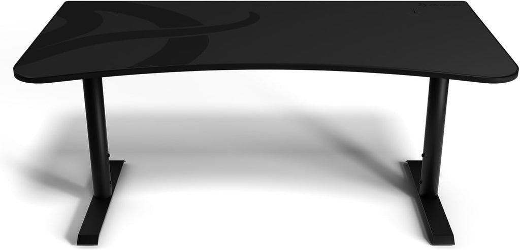 Arozzi Arena Ultrawide Curved Gaming and Office Desk with Full Surface Water Resistant DeskMat Custom Monitor Mount Cable Management Cut Outs Under The Desk Cable Management Netting - Dark Grey