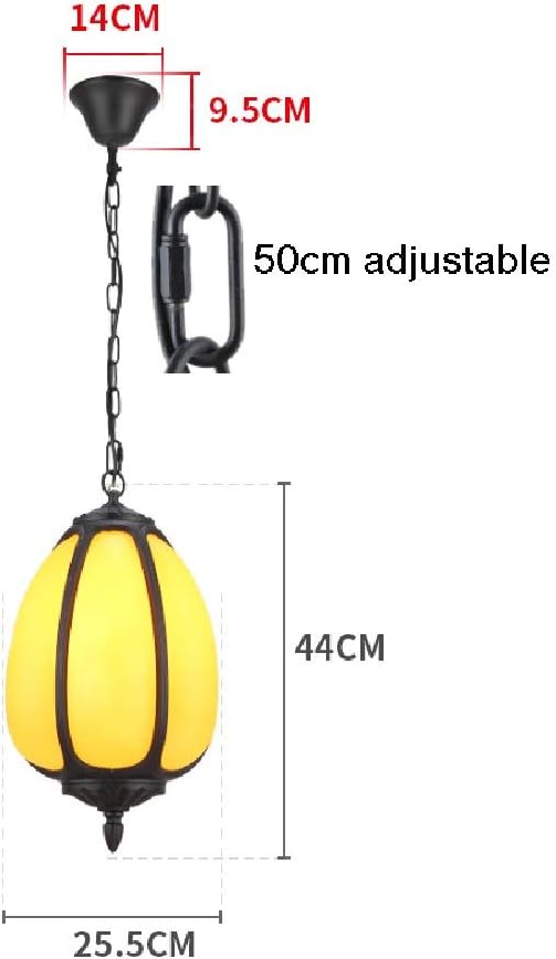 Retro Pumpkin Barn Light Household Outdoor Chandelier Waterproof Light Court Lamp Creative Garden Pavilion Garden Chinese Hanging Lantern Frosted Glass European Lamps Porch Decoration Fl/25.5 * 44Cm