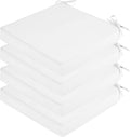 SK Studio Outdoor Chair Cushions for Patio Furniture, Set of 4 Waterproof Square Corner Memory Foam Patio Chair Cushion with Adjustable Ties Outdoor Seat Cushions, White, 17'x17'x3'