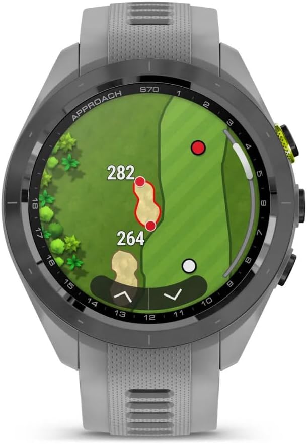 Garmin Approach S70 42MM Gray- Fitness Tracker Golf GPS Premium Smartwatch for Men, Lightweight Touchscreen AMOLED Display and Pre-Loaded Courses Bundle with Air Pro TWS Truly Wireless Earbuds -