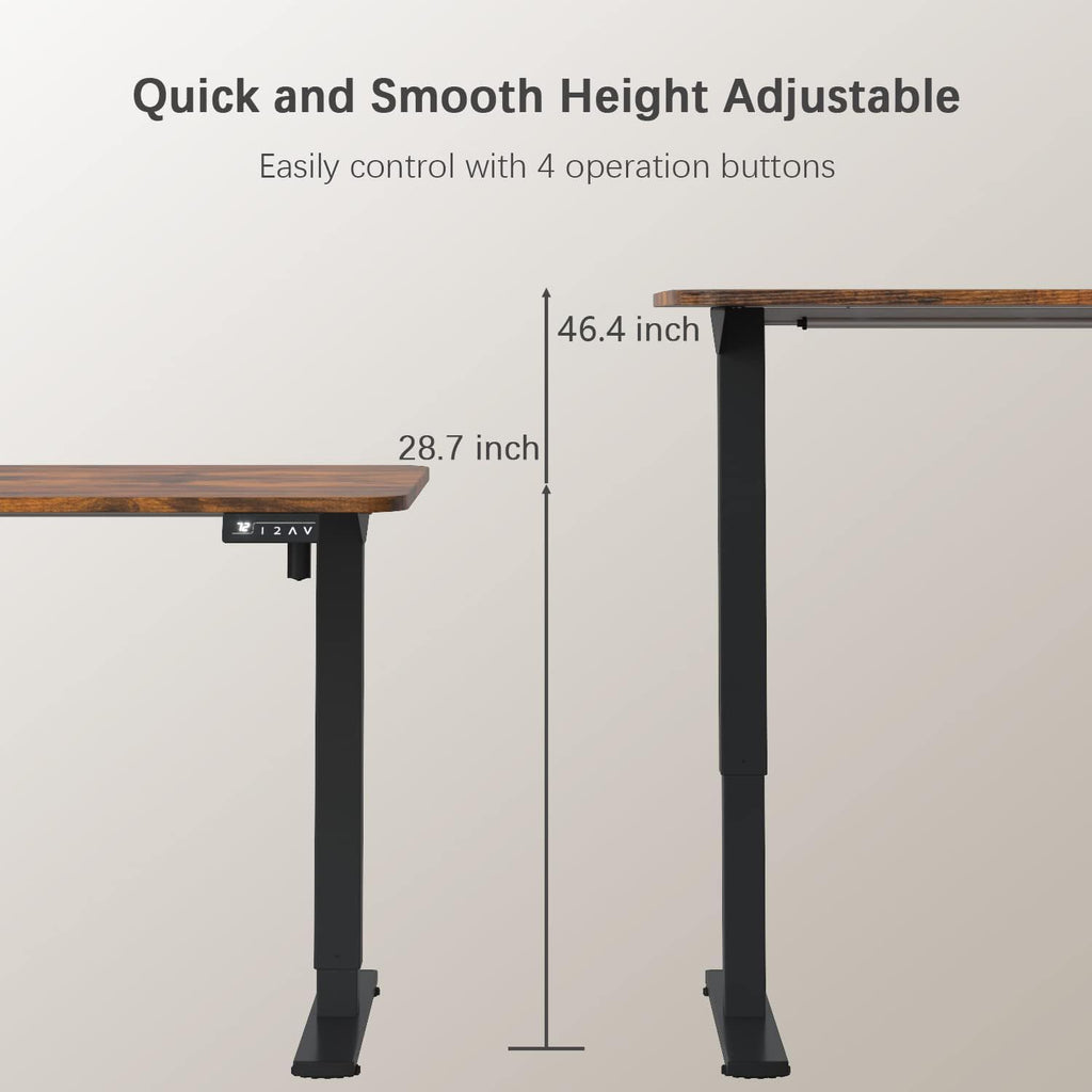 Furmax Electric Height Adjustable Standing Desk Large 55 x 24 Inches Sit Stand up Desk Home Office Computer Desk Memory Preset with T-Shaped Metal Bracke, Brown
