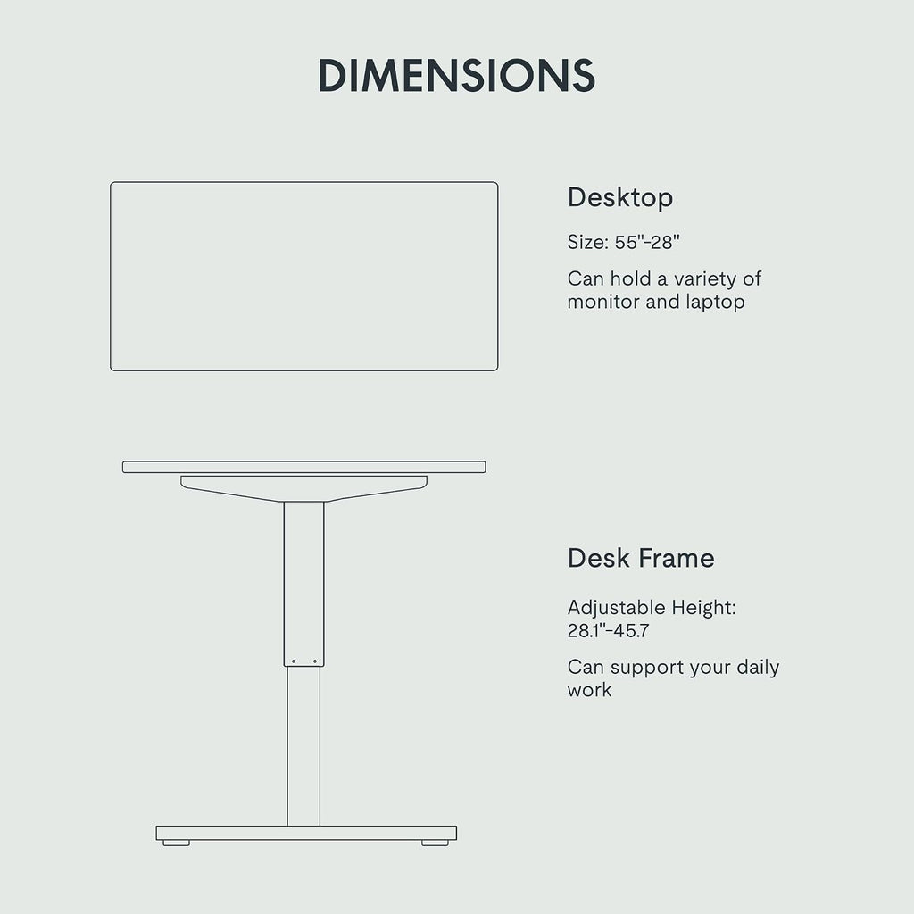 FLEXISPOT EN2 55''x28'' Electric Standing Desk with PC Stand Bundle, 1' Whole-Piece Desktop, Easy-to-Install Hanging Design PC Mount, Bundle for Home Office, Game & Small Spaces, Black