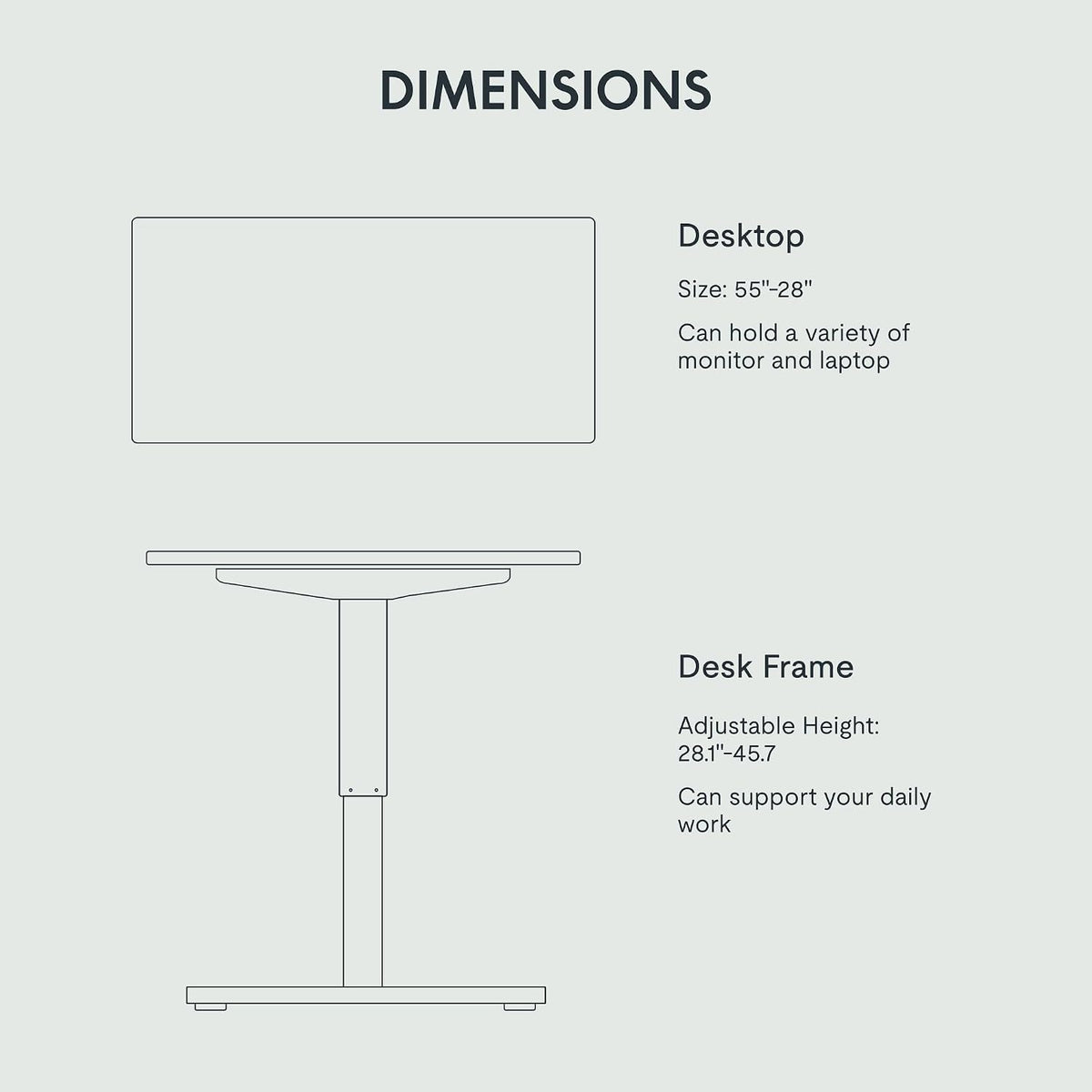 FLEXISPOT EN2 55''x28'' Electric Standing Desk with PC Stand Bundle, 1' Whole-Piece Desktop, Easy-to-Install Hanging Design PC Mount, Bundle for Home Office, Game & Small Spaces, Black