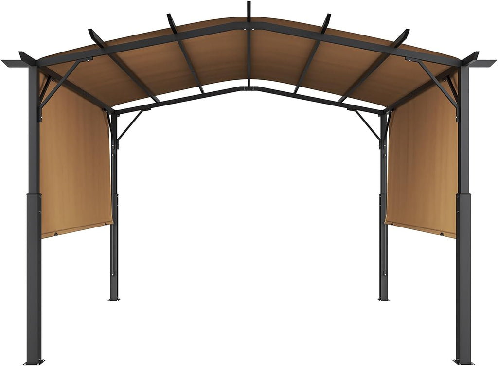 VEVOR 10 x 10 ft Outdoor Pergola, Arched Top Metal Pergola, Retractable Pergola with Sun Shade Canopy, Large Patio Shelter Pavilion, Heavy Duty Garden Pergola for Deck Backyard Porch Poolside