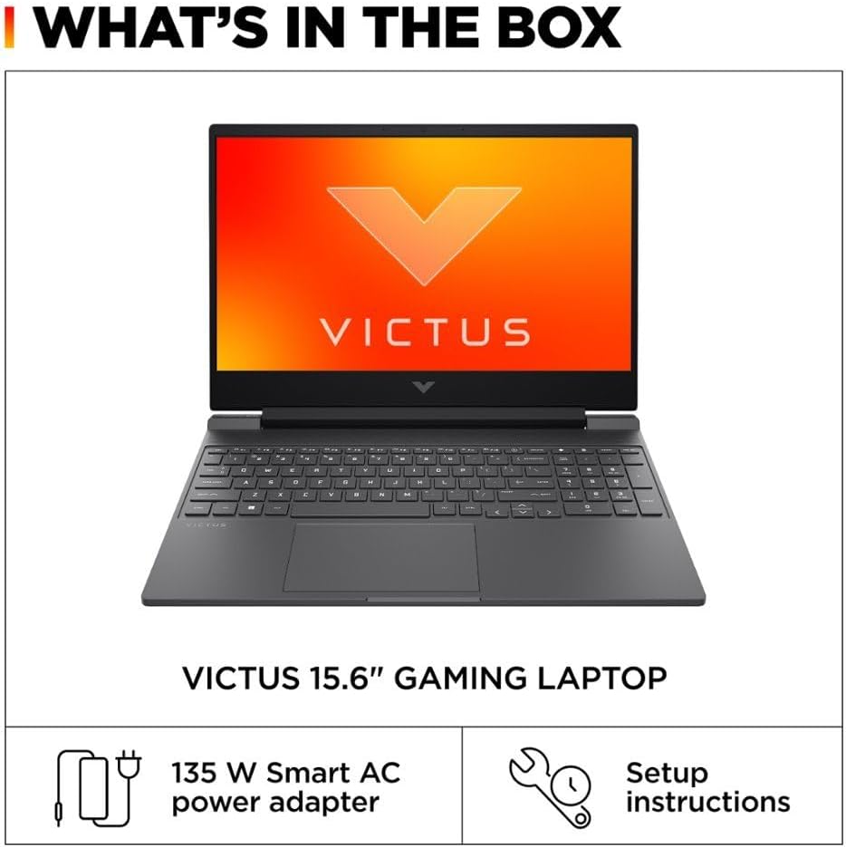 HP Victus Gaming Laptop, 15.6' FHD 144Hz, AMD Ryzen 5 7535HS, Radeon RX 6550M (Beats Nvidia GeForce RTX 3050), 16GB RAM 512GB SSD, Backlit Keyboard, Wi-Fi 6, Bluetooth, Windows 11 Home, Mica Silver