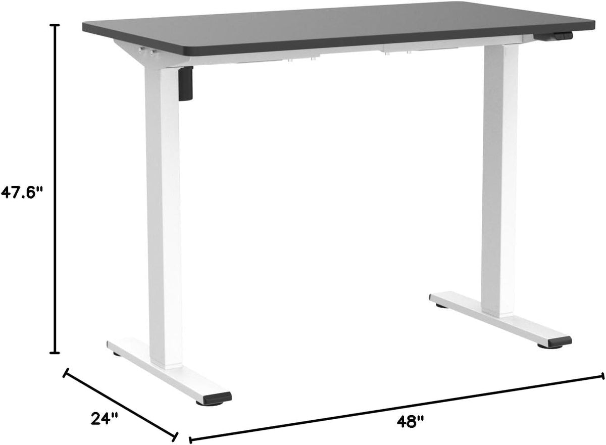 FLEXISPOT EN1 One-Piece Standing Desk with 1-Inch Thick Seamless Desktop, 48'x24' Electric Height Adjustable Desk for Home Office, Multi-Monitor Setups & Easy Assembly, Black
