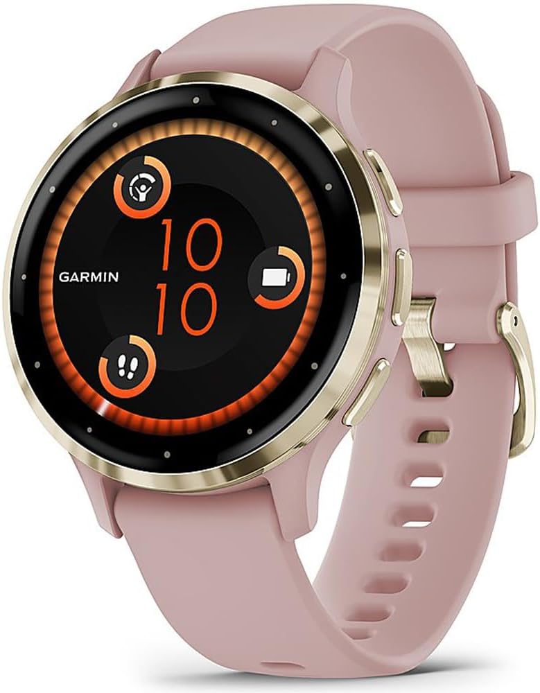 Garmin Venu 3S Health Fitness GPS Smartwatch Gold Steel Bezel with Dust Rose Case 41mm | Official USA Partner Model | Bundle 010-02785-03 with 2 YR CPS Enhanced Protection Pack