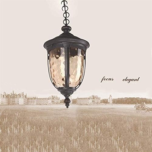 MMRTDJDR Outdoor Single-Head Chandelier - Hanging Light for Garden Pavilion, Balcony, and Porch - Black Decoration Fixture