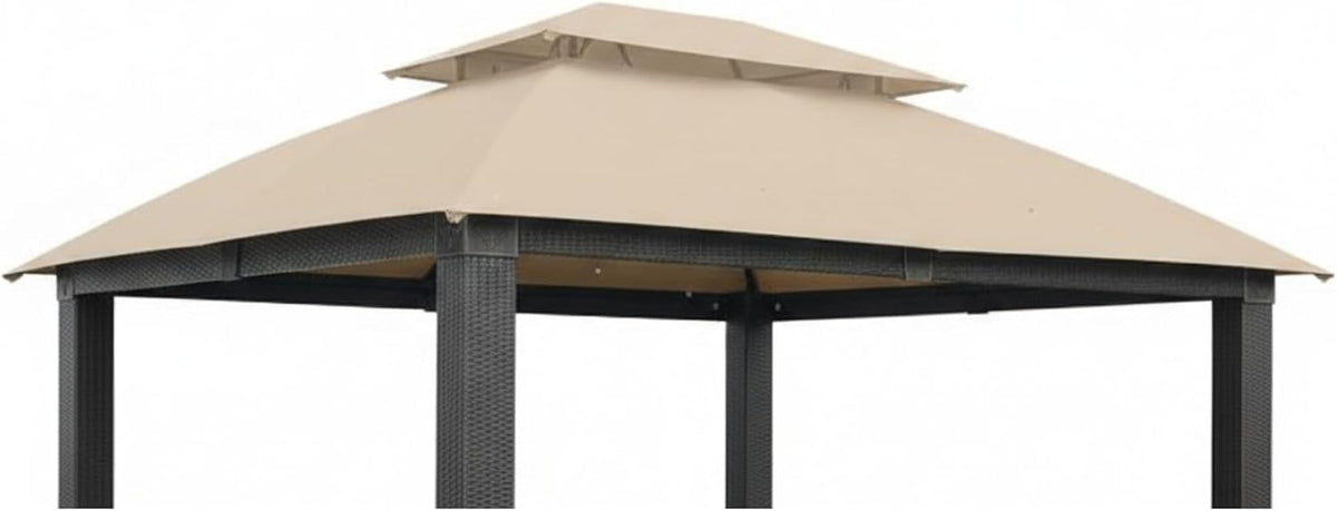 Garden Winds Reinforced RipLock 350 Replacement Canopy Top Cover Compatible with Revella 10' x 12' Gazebo Model L-GZ806PST-A2 - Beige