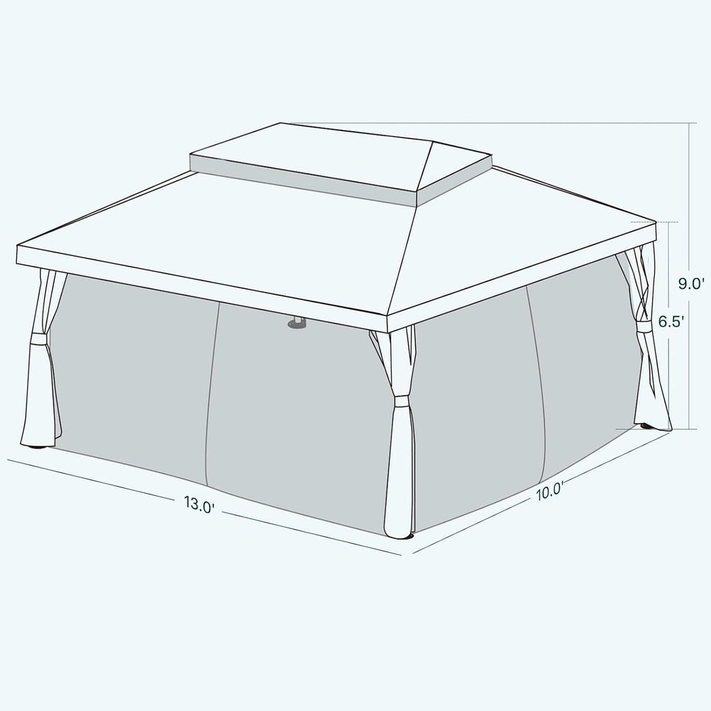 Grand Patio 10x13 Ft Outdoor Gazebo with Mosquito Netting and Curtains, Sturdy Straight Leg Tent Soft Top for Patios, Deck, Backyard