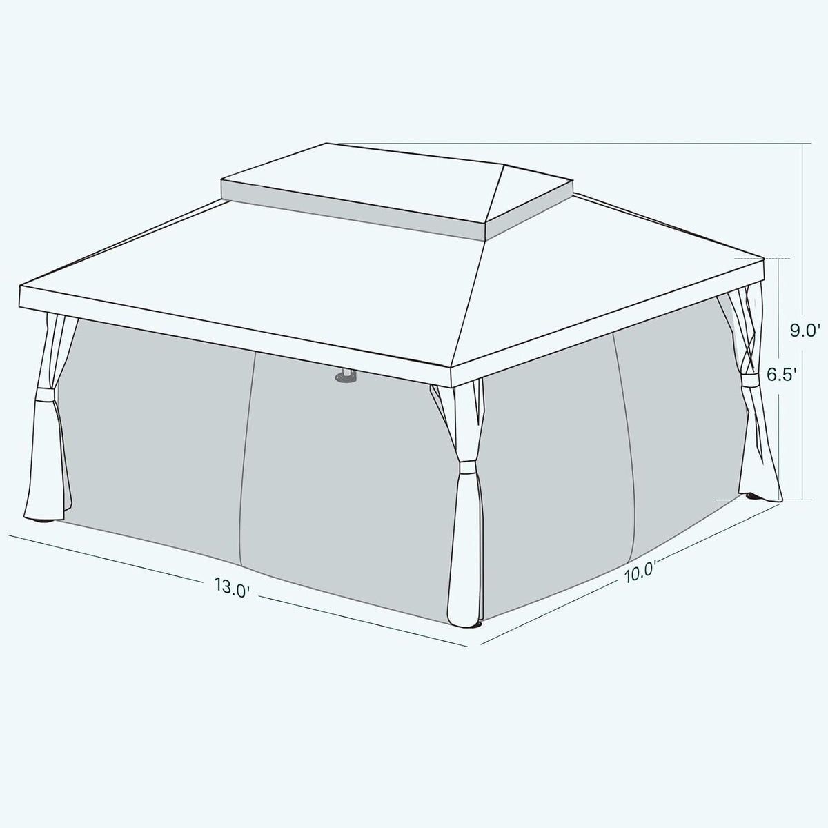 Grand Patio 10x13 Ft Outdoor Gazebo with Mosquito Netting and Curtains, Sturdy Straight Leg Tent Soft Top for Patios, Deck, Backyard