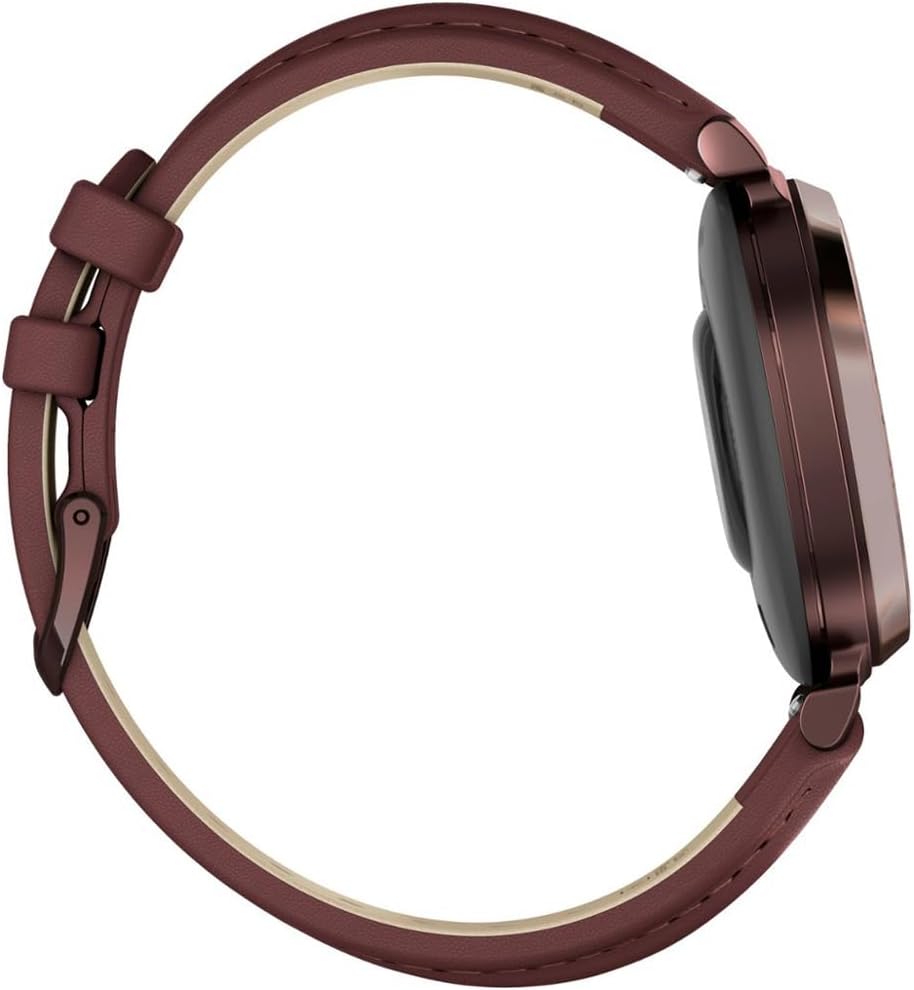 Garmin 010-02839-03 Lily 2 Classic Dark Bronze with Mulberry Leather Band Smartwatch | Official USA Partner Model | Bundle with Deco Essentials Exclusive 26 Month CPS Enhanced Protection Pack