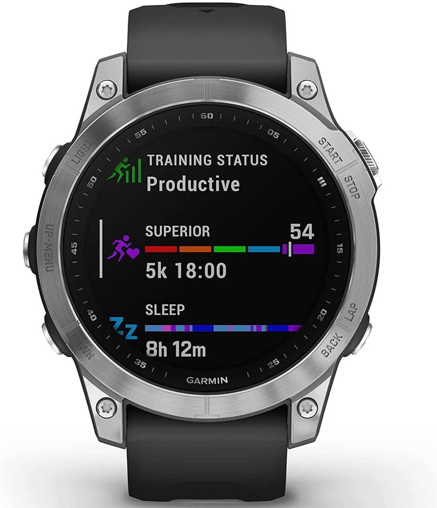 Garmin 010-02540-00 Fenix 7 Smartwatch Silver with Graphite Band | Official USA Partner Model | Bundle with 2 YR CPS Enhanced Protection Pack