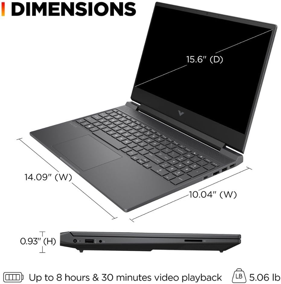 HP Victus 15.6' 144Hz FHD Gaming Laptop,AMD Ryzen 5 7535HS,16GB DDR5 RAM,1TB SSD,AMD Radeon RX 6550M(Beats RTX 2050),Backlit Keyboard,Windows11 Pro, Mica Silver (16GB RAM | 1TB SSD)