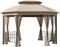 Garden Winds Reinforced RipLock 350 Replacement Canopy Top Cover Compatible with Jefferies 10' x 12' Gazebo Model A101013211 - Beige