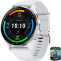Garmin Venu 3 Health Fitness GPS Smartwatch Silver Steel Bezel & Whitestone Case (45mm) | Official USA Partner Model | Bundle 010-02784-00 with 2 YR CPS Enhanced Protection Pack