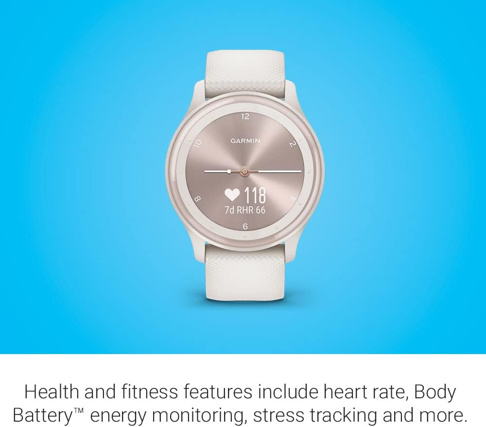 Garmin G010-N2566-01 Vivomove Sport 40mm Touchscreen Hybrid Health and Wellness Smartwatch, Ivory - Certified (Renewed)