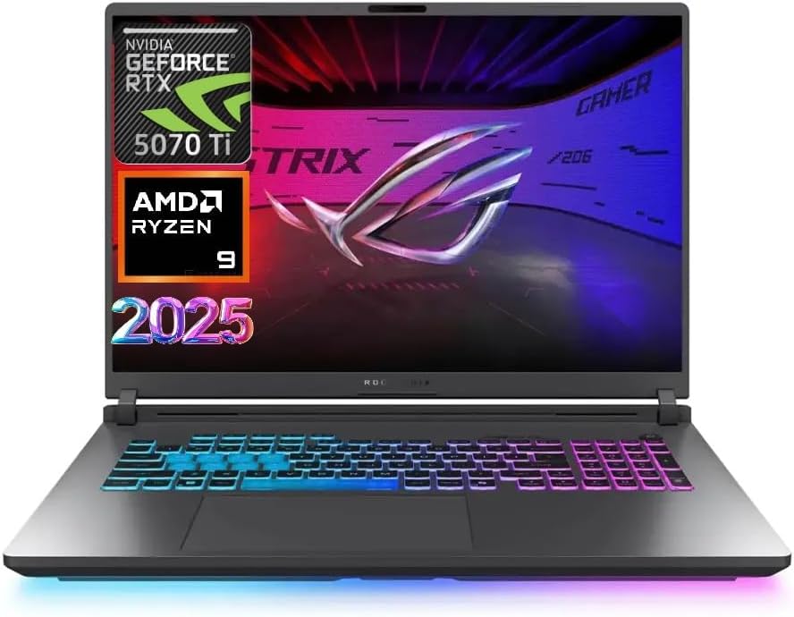 ASUS Latest 2025 ROG Strix G16 Gaming Laptop, 16' FHD 165Hz Display, 16-Core AMD Ryzen 9 8940HX, RTX 5070 Ti, 32GB RAM, 1TB SSD, Eclipse Grey