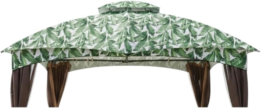 Garden Winds Durable 350 Replacement Canopy Top Compatible with Allen Roth 10' x 12' Gazebo Models GF-12S004B, TPGAZ17-002 - Palm