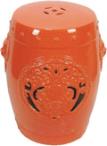 Decorative Garden stools, Ceramic Drum Stool, Dressing Stool, Chinese Round Pier, Ceramic Chair, Garden Pavilion Stool, Home Decoration.(Orange)