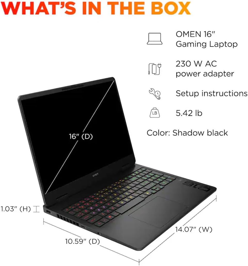 HP Omen 16 2K 144Hz Gaming Laptop,16-Core AMD Ryzen 9 8940HX(Beat Intel i9-14900HX), 32GB DDR5 RAM 1TB SSD, NVIDIA GeForce RTX 5060, Backlit, Wi-Fi 6E, Win 11 Pro, Bundle with Accessory