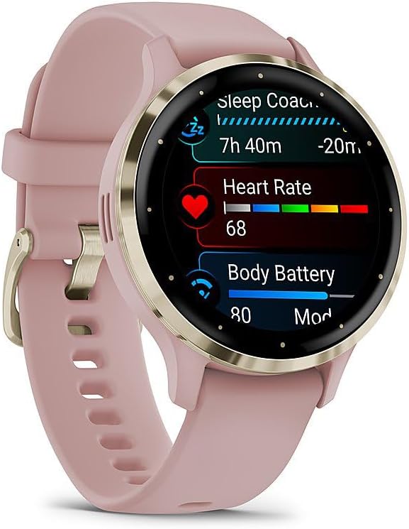 Garmin Venu 3S Health Fitness GPS Smartwatch Gold Steel Bezel with Dust Rose Case 41mm | Official USA Partner Model | Bundle 010-02785-03 with 2 YR CPS Enhanced Protection Pack