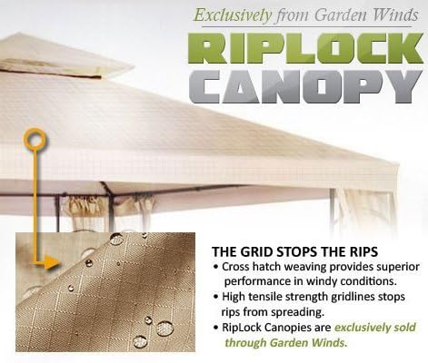 Garden Winds Reinforced RipLock 350 Replacement Canopy Top Cover Compatible with Coleman Hex 10' x 12' Gazebo Model 2000013063 – Beige