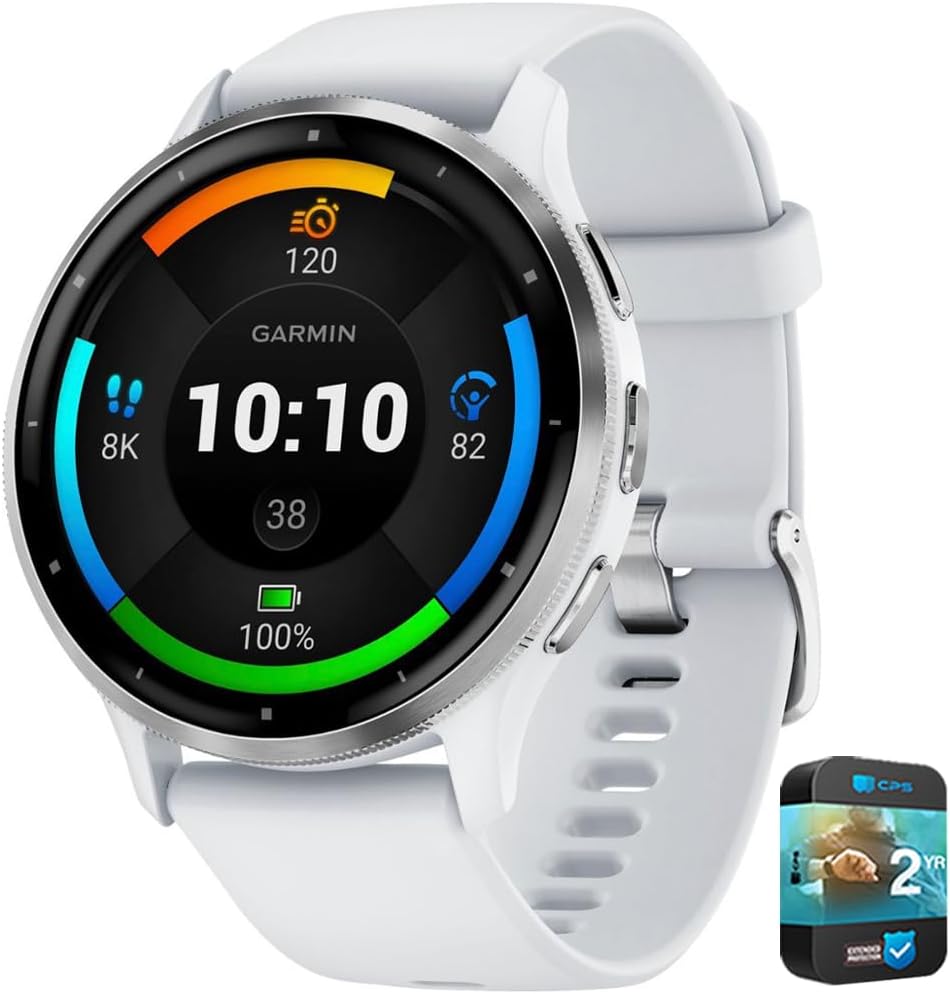 Garmin 010-N2784-00 Venu 3 Health Fitness GPS Smartwatch Silver Bezel/Whitestone Band(45mm) Refurbished Bundle with 2 YR CPS Enhanced Protection Pack