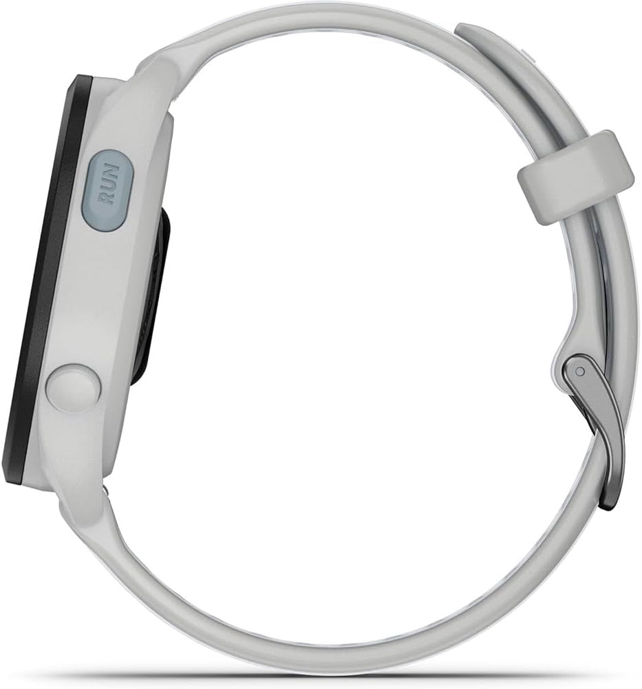 Garmin 010-02863-31 Forerunner 165 Music Smart Sport Watch, Mist Gray + Whitestone | Official USA Partner Model | Bundle with Deco Essentials Exclusive 26 Month CPS Enhanced Protection Pack