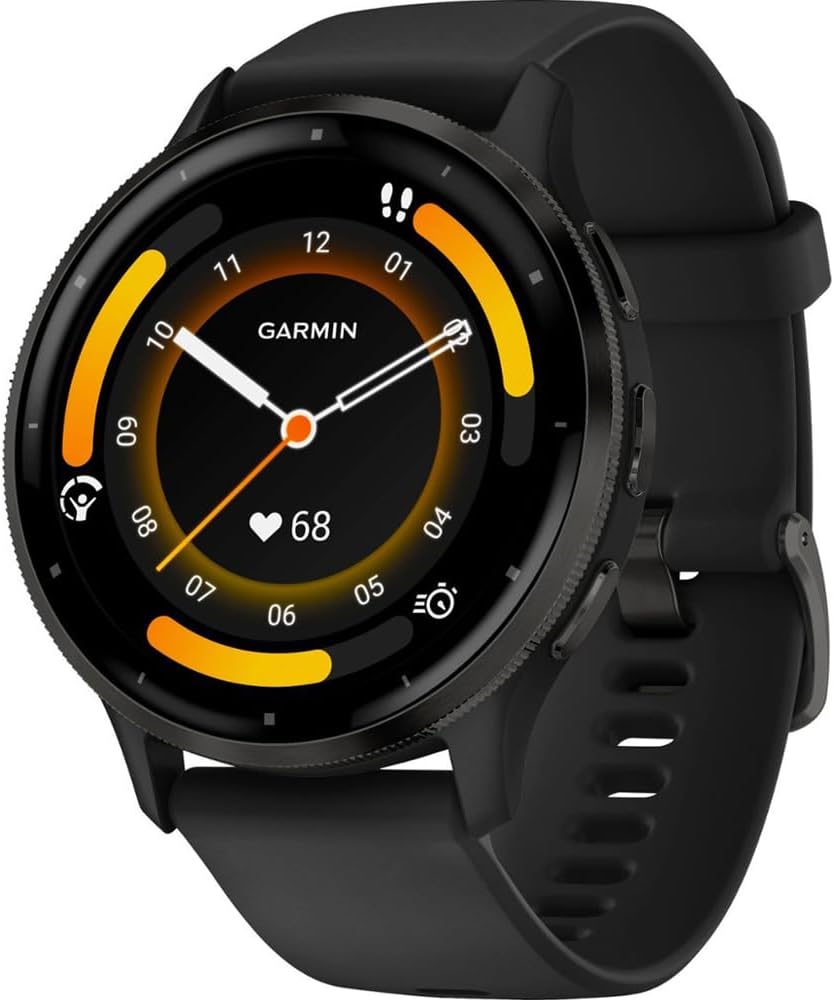 Garmin 010-N2784-01 Venu 3 Health and Fitness GPS Smartwatch Slate Bezel/Black Band (45mm) Refurbished Bundle with 2 YR CPS Enhanced Protection Pack