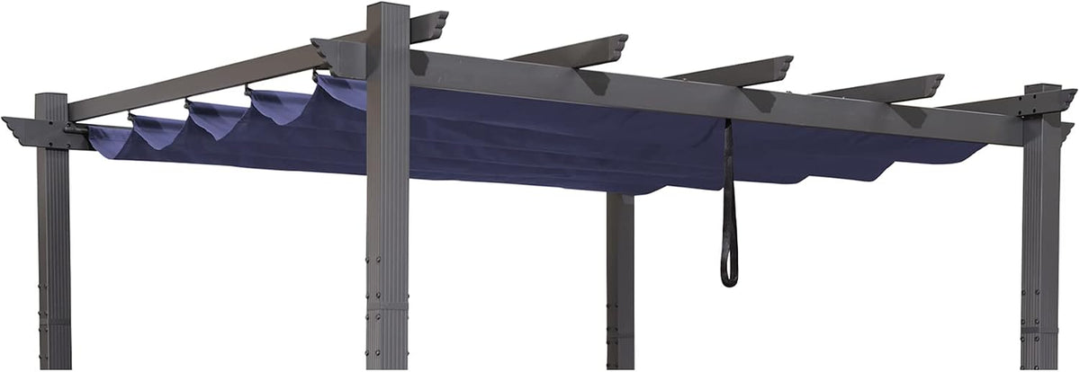 PURPLE LEAF Pergola Shade Cover for 10' X 10' Deck Porch Outside Outdoor Retractable Durable Fabric Canopy Replacement Top Only Navy Blue