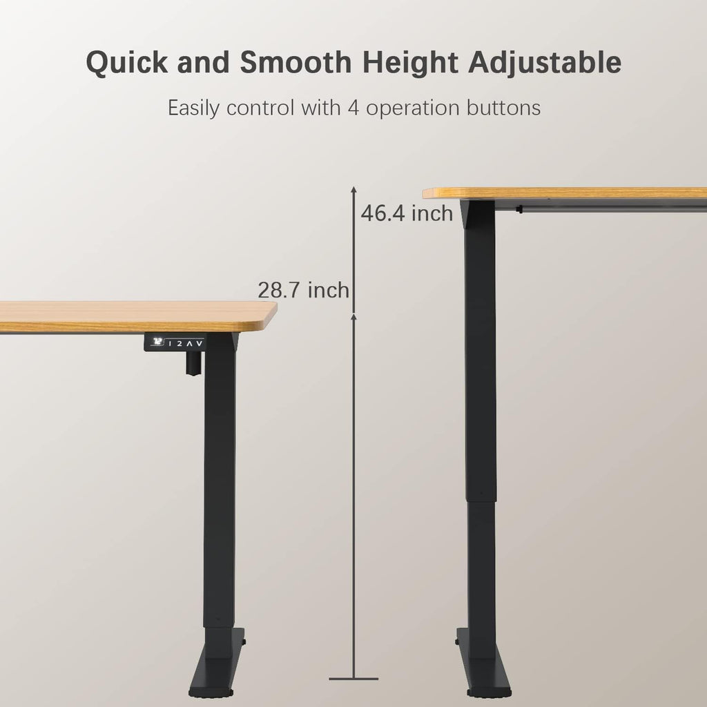 Furmax Electric Height Adjustable Standing Desk Large 55 x 24 Inches Sit Stand Up Desk Home Office Computer Desk Memory Preset with T-Shaped Metal Bracket, Maple