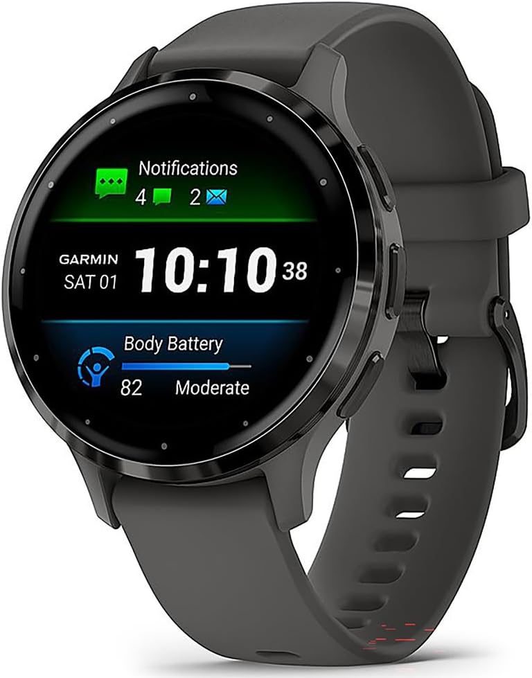 Garmin 010-N2785-00 Venu 3S Health Fitness GPS Smartwatch Slate Bezel/Black Band (41mm) Refurbished Bundle with 2 YR CPS Enhanced Protection Pack