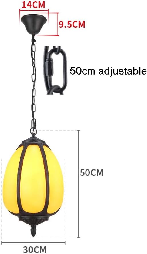 Retro Pumpkin Barn Light Household Outdoor Chandelier Waterproof Light Court Lamp Creative Garden Pavilion Garden Chinese Hanging Lantern Frosted Glass European Lamps Porch Decoration Fl/30 * 50Cm
