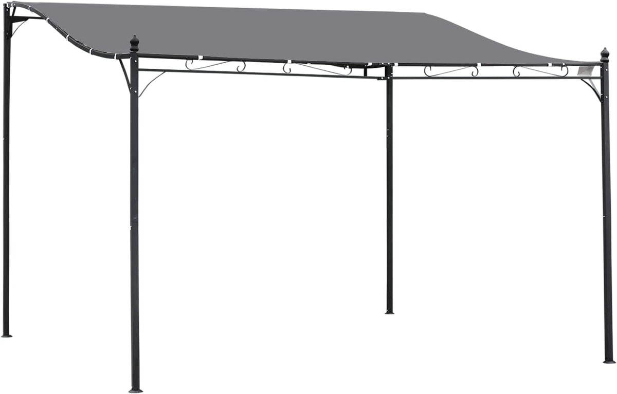 Outsunny 4 x 3 Meters Canopy Metal Wall Gazebo Awning Garden Marquee Shelter Door Porch - Grey