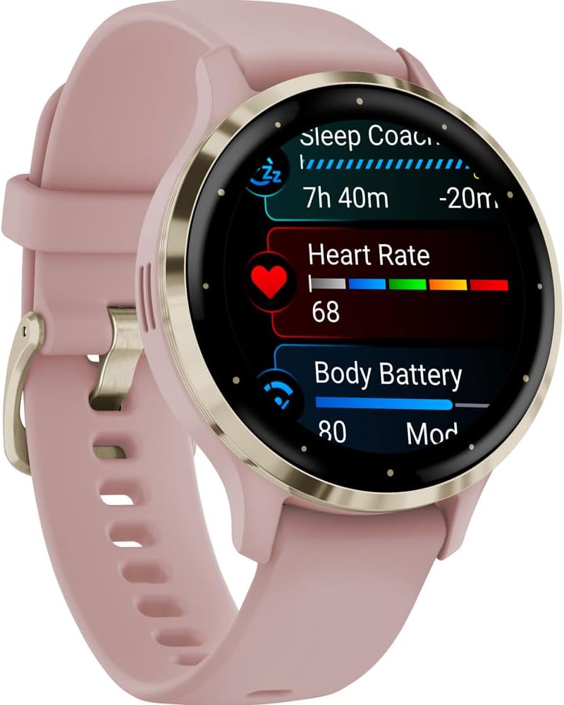 Garmin 010-N2785-03 Venu 3S Fitness GPS Smartwatch Gold Bezel with Rose Case 41mm (Renewed) Bundle with 2 YR CPS Enhanced Protection Pack