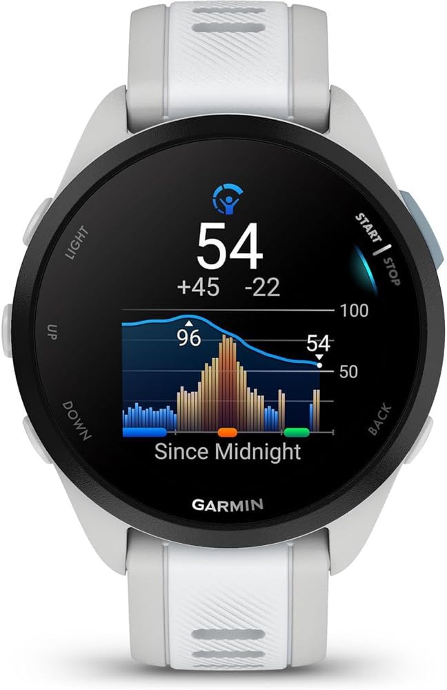 Garmin 010-02863-31 Forerunner 165 Music Smart Sport Watch, Mist Gray + Whitestone | Official USA Partner Model | Bundle with Deco Essentials Exclusive 26 Month CPS Enhanced Protection Pack
