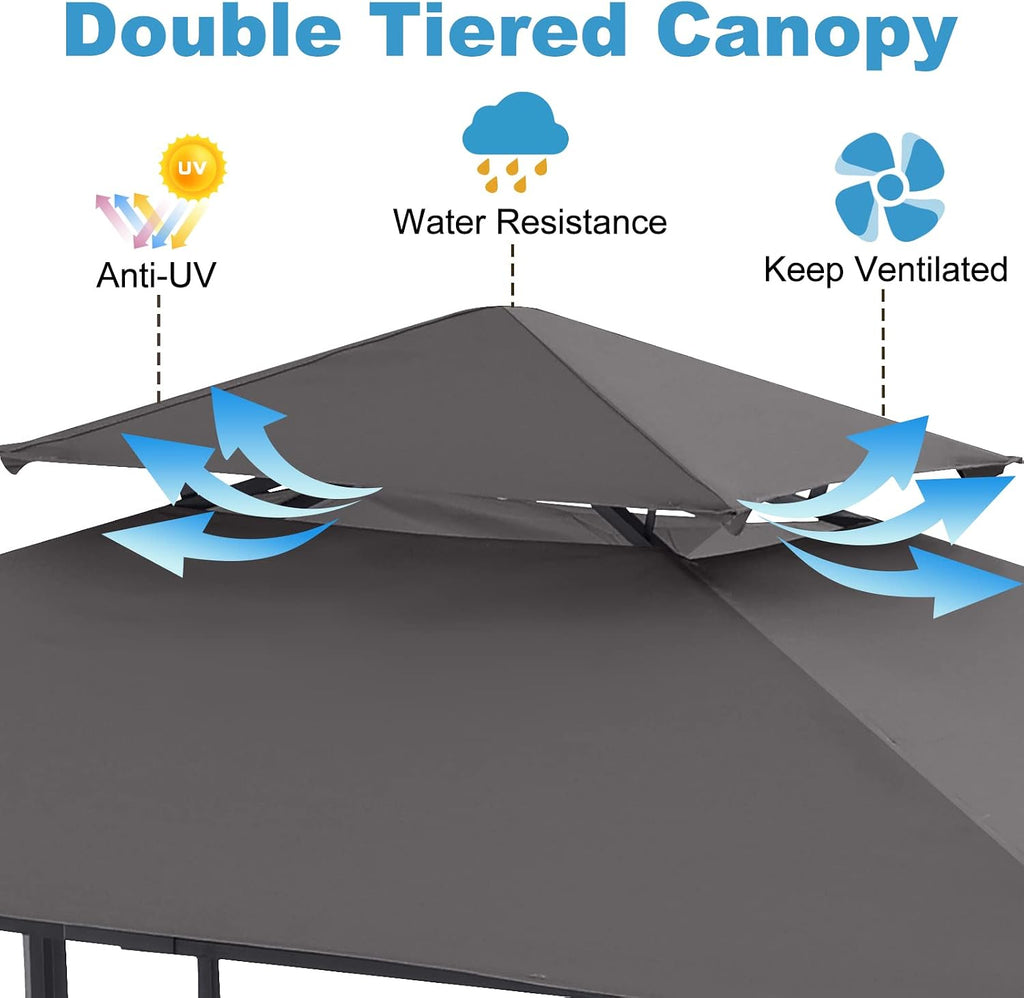 ABCCANOPY 8x5 Grill Gazebo - Outdoor BBQ Canopy Shelter with Led Light for Patio Backyard Grilling (Dark Gray)