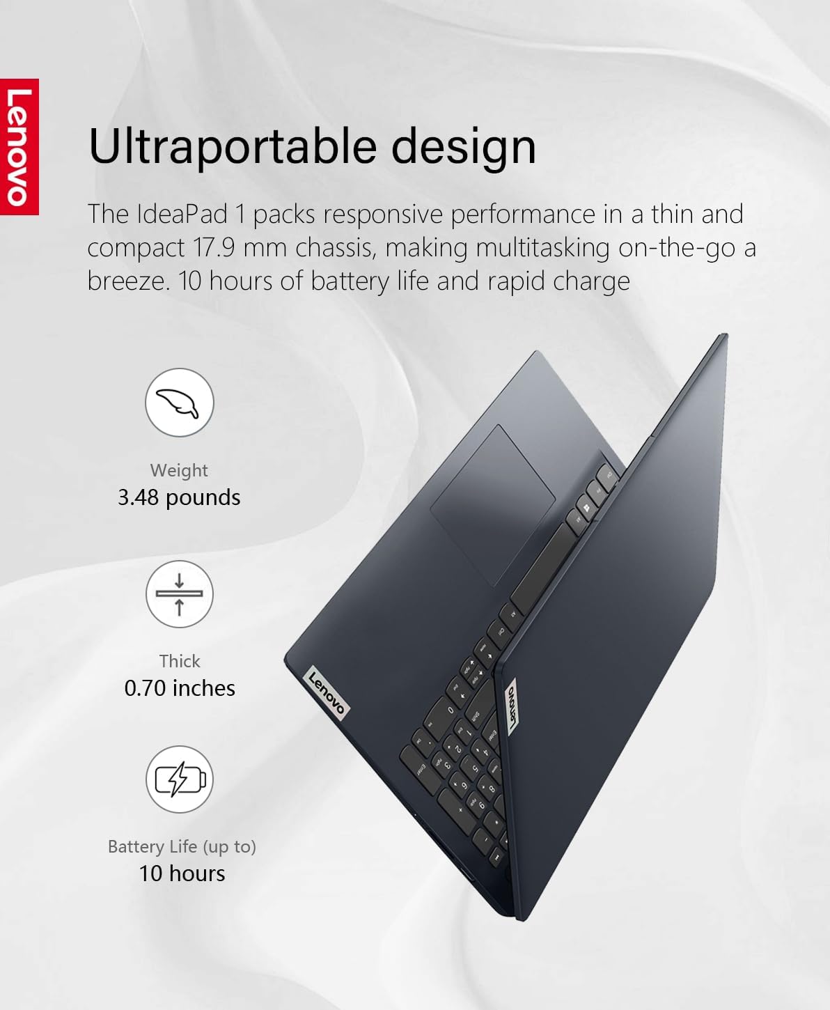 Lenovo Ideapad 1 Laptop, 15.6' FHD (1920x1080) IPS 300nits Anti-Glare Display, Touch, Ryzen 5 7520U, 8GB RAM, 1TB Storage, AMD Radeon Graphics, HDMI, Windows 11, HDMI, Abyss Blue