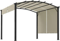 Outsunny 11' x 11' Outdoor Retractable Pergola Canopy, Arched Sun Shade Shelter, Metal Frame Patio Canopy for Backyard, Garden, Porch, Beach, Beige