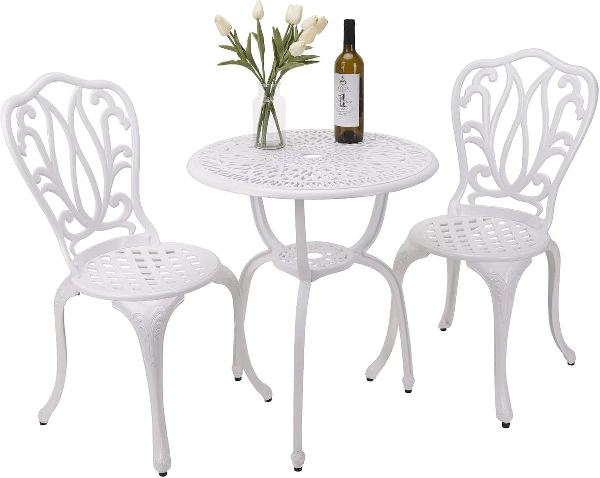 YKSY&YKSY 3-Piece Patio Bistro Furniture Set Cast-Aluminum Bistro Table Set for Lawn,Garden,Backyard