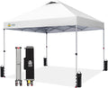 CROWN SHADES 10x10 Pop Up Canopy, Patented Center Lock One Push Tent Canopy, Newly Designed Storage Bag, 8 Stakes, 4 Ropes (10x10, White)