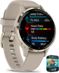 Garmin 010-N2785-02 Venu 3S Health Fitness GPS Smartwatch Soft Gold Bezel/Gray Band 41mm (Renewed) Bundle with 2 YR CPS Enhanced Protection Pack