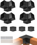 VEVOR Pergola Bracket Kit, 6x6 Inch (Inner Size 5.5x5.5), 4 Pcs 3-Way Heavy Duty Corner Bracket Woodworks DIY Post Base Kit, Easy Installation Wooden Beams for Gazebos, Patio Pergolas, Log Cabin