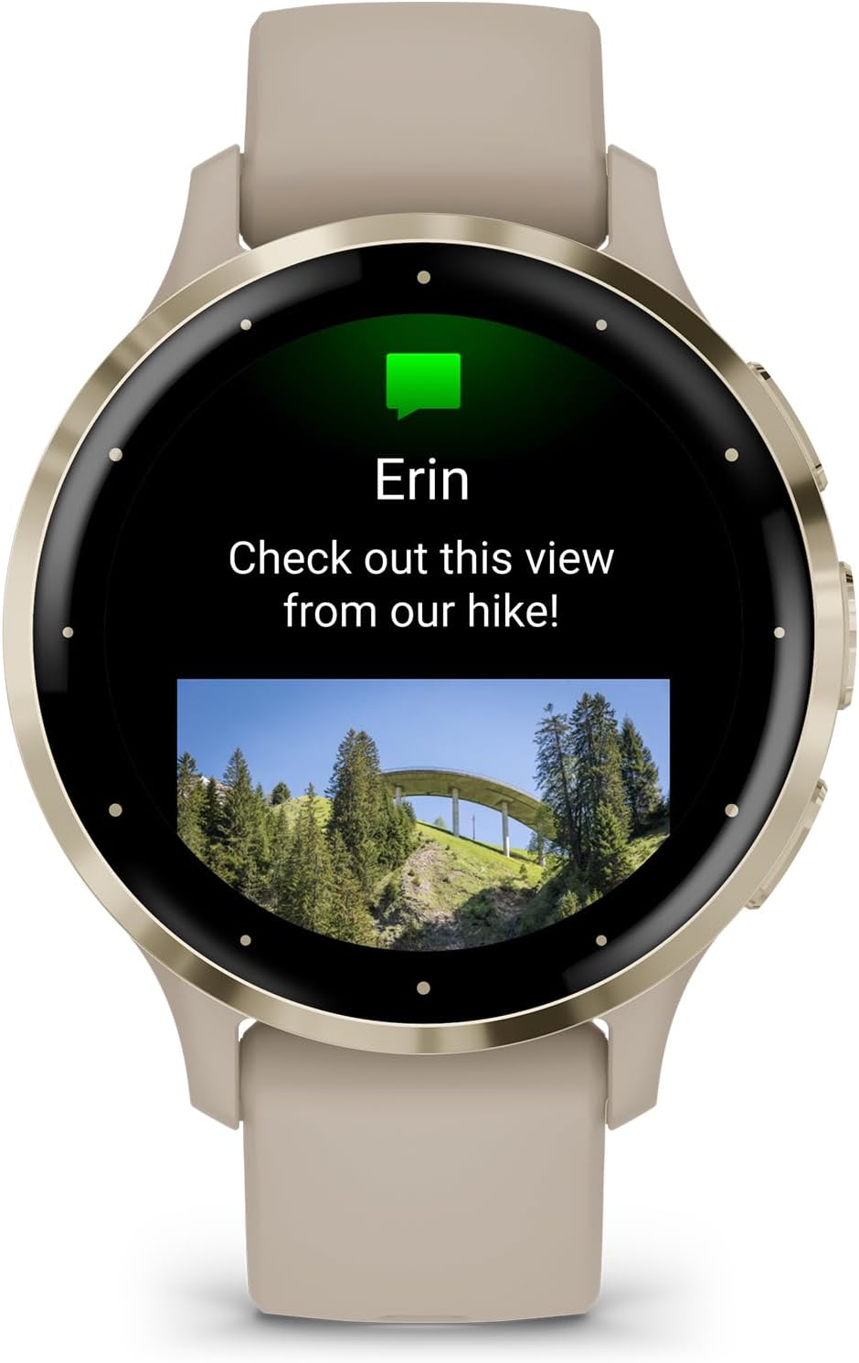 Garmin Venu 3S Running GPS Smartwatch with AMOLED Display, Advanced Health, Fitness Features, Up to 14 Day Battery Life with Signature Power Bundle | Soft Gold with French Gray Silicone Band