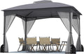 Tangkula 10x12 FT Outdoor Gazebo with Netting, Double Roof Patio Shelter with 4 Sandbags, Zippered Doors, Heavy-Duty Metal Frame, Metal Patio Gazebo for Yard Garden Lawn (Grey)