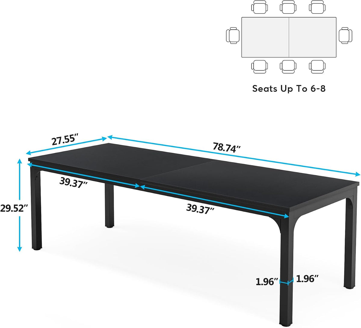 Tribesigns 78.7 Inches Extra Long Computer Desk 2 Person Desk, Double Long Desk, Workstaion for Home Office